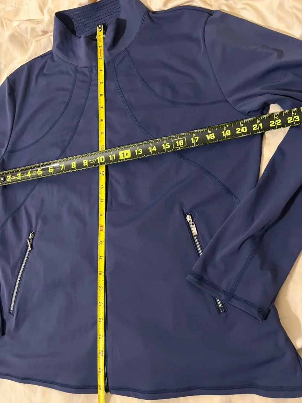 ACEGOLFS XL Navy Blue Peplum Golf Performance Jacket Full Zip Athletic Mesh Back